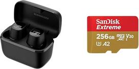 "Sennheiser CX Plus True Wireless Bluetooth In-Ear" ausinės ir "SanDisk Extreme microSDXC UHS-I" atminties kortelė 256GB + adapteris