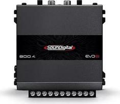 "SounDigital 800.4 EVO 6.0" 4 kanalų automobilinis stiprintuvas, 800 W RMS galios stiprintuvas, 4 omai, aukšto/žemo dažnio filtras, RCA įvestis, kompaktiškas automobilinis "HiFi" galios stiprintuvas