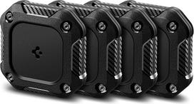 "Spigen Tough Armor IP" 4 vnt. vandeniui atsparių dėklų, suderinamų su "AirTag 2/1" (2026/2021), atsparus įbrėžimams dėklas su dvipuse lipnia juosta, skirtas bet kokiai veiklai lauke - juodas
