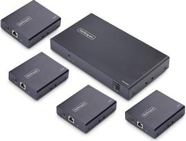 "StarTech. com" 4 prievadų HDMI ilgintuvas ir skirstytuvas per CAT6, 4K 60 Hz, iki 70 m ilgio, 1x4 HDMI per tinklo kabelį LAN kabelių paskirstymo rinkinys