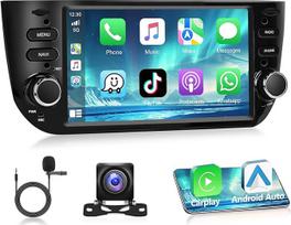 1 DIN automobilinis radijas "Fiat Punto" 2010-2016 m. Linea 2012-2015 m., "Android 15" stereo radijas Belaidis IOS Carplay 2G+64G Android automobilinis radijas Palaiko DAB+ GPS WiFi FM/RDS+ AHD galinio vaizdo kamerą, mikrofonas