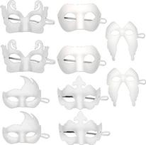 10 baltų maskaradinių kaukių, "pasidaryk pats" maskaradinio pokylio kaukė, skirta vakarėlio šokiui, karnavalui, vaidmenų žaidimui, operai (balta)