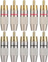 10 x RCA vyriškosios lyties lydmetalio kištukų aukso garso ir vaizdo kabelių adapterio kištukai, skirti garsiakalbio kabelio sieninei plokštei Namų kino garso ir vaizdo imtuvo stiprintuvui ir garso sistemoms