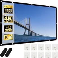 120 colių projektoriaus ekranas: 16:9 HD 4K projektoriaus ekranas be raukšlių Kabantis sulankstomas nešiojamas projekcinis ekranas plaunamas su kabliukais ir virvėmis, skirtas naudoti namuose, biure, mokykloje ir lauke
