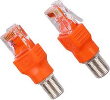2 x koaksialinis eterneto adapteris, F tipo moteriškos lyties į RJ45 vyriškos lyties koaksialinio eterneto adapteris, skirtas kabelių testeriui arba tonerio ir zondo rinkiniui