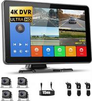 4 kamerų atbulinės eigos kamerų rinkinys, laidinis, 10,1 colio IPS monitorius 4K DVR su BSD, IP68 vandeniui atsparus, įrašymo funkcija, sunkvežimių, priekabų, autobusų ir automobilių stovėjimo stebėsena, 12V-24V