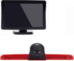 4,3 colių TFT LCD HD monitorius + atbulinės eigos kameros rinkinys: Galinių durelių trečiasis 3-iasis stabdžių žibintas Galinio vaizdo kamera Vandeniui atspari automobilio galinio vaizdo kamera, skirta VW T6 Bus Transporter Business (1 durys) nuo 2016 m.