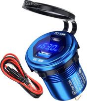45 W USB C lizdas 12 V greitojo įkrovimo 3.0 automobilio įkroviklio kištukas su jungikliu, skirtas motociklui, karavanui, valčiai, sunkvežimiui