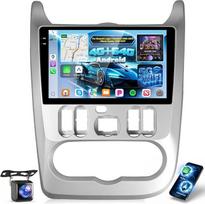 4G+64G Autoradio für Renault Logan 1 Sandero 2009-2015/Dacia Duster 2010-2017 mit Wireless Carplay & Android Auto, 9-Zoll-Touchscreen-Radio mit WiFi/GPS/Bluetooth 5.0/EQ/FM RDS Radio