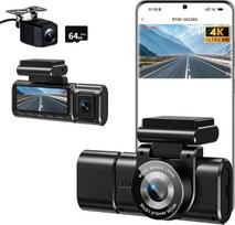 4K Dash Cam automobilio priekinė galinė kamera su WiFi, 3 kanalų 1080P Dash Cam automobilio kamera 3,16 colių IPS ekranas, nemokama 64GB kortelė, naktinis matymas, G jutiklis, įrašymas kilpa, 200° plataus kampo WDR, parkavimo stebėjimas