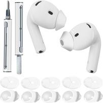 5 poros silikoninių ausų kištukų, skirtų "AirPods 4", neslystantys ausų kištukai su valymo rašikliu (balti)
