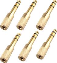 6,35 mm lizdo kištukas į 3,5 mm lizdą Aux Audio adapteris Ausinių adapteris su paauksuotu grynu variu, skirtas ausinėms arba garsiakalbiams 6 vnt.