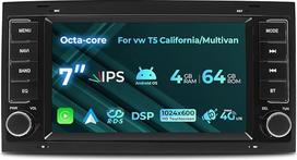 8 branduolių automobilinis radijas VW T5 California/Multivan 2003-2012 m., 7 colių radijo stotelė su 4G + 64G pagrindiniu įrenginiu su belaidžiu Carplay/Android automobiliniu Bluetooth WiFi 4G GPS navigacija DSP FM AM RDS SWC
