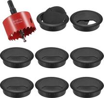 8 x Kabelio įleidžiamoji skylė Stalo skersmuo 60 mm Plastikinė juoda su raudona Bi-metalo skylės pjūklo skersmuo 60 mm Tinka stalui Biuro darbo vietoje