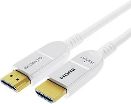 8K šviesolaidinis HDMI kabelis 10 metrų, ilgas aktyvusis HDMI 2.1 kabelis 48Gbps itin didelės spartos 8K @ 60Hz 4K @ 120Hz HDR10 eARC 3D HDCP 2.3 Suderinamas su nešiojamuoju kompiuteriu, monitoriumi, PS5, PS4, "Xbox", HDTV - baltas