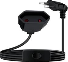 90 laipsnių euro kištuko prailgintuvas su jungikliu 2,5 A 250 V ilgintuvas Euro kištukas su jungikliu Euro ilgintuvas trumpas, skirtas buitinei technikai Kompiuterio TV monitoriui (juodas, 5 m)