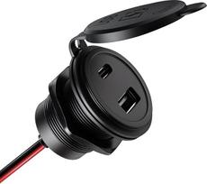acegoo USB C kištukinis lizdas 12 V, skirtas kemperiui, pilnai iš aliuminio, skirtas automobiliui, valčiai, sunkvežimiui, karavanui, jachtai (greitasis įkrovimas x 1)