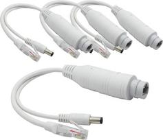 ANVISION 4 vnt. aktyvių 48V 12V vandeniui atsparių PoE daliklių adapterių, atitinkančių IEEE 802.3af standartą, 10/100Mbps, skirtų IP kameroms, AP, Voip telefonams ir kt., baltos spalvos