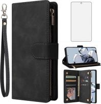 Asuwish Mobile Phone Case for Xiaomi 12T/12T Pro 5G/Redmi K50 Ultra Case with Film, Screen Protector and Card Slot, Foldable Leather Wallet Stand Mi 12 T T12 12TPro Mobile Phone Cases Protective Phone
