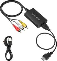 AV auf HDMI Adapter, RCA auf HDMI Konverter 1080P, Cinch zu HDMI, Composite zu HDMI Konverter, Unterstützt PAL NTSC kompatibel mit PS2 PS3 Xbox VCR Blu-ray DVD, Full HD 1080P, RCA-Kabel Inklusive