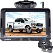 Belaidė atbulinės eigos kamera 5 colių monitorius HD 1080P "Bluetooth" atbulinės eigos kamera sunkvežimiui, furgonui, kemperiui Dvi kameros IP69 Vandeniui atsparus naktinis matymas "pasidaryk pats" Parkavimo vadovas Linijos Tomoia T2