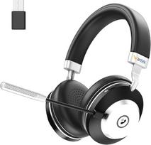 Belaidės "Bluetooth" ausinės su triukšmą slopinančiu mikrofonu, USB raktas, "On-Ear" biuro ausinės, skirtos kompiuteriui / nešiojamajam kompiuteriui / stalui / telefonui, komandoms / "Zoom" / "Skype", dviguba jungtis