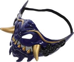 BESTonZON Japonijos samurajų demonų puskaukė Reguliuojama Helovino Cosplay vakarėliams Unisex su detalia puošyba