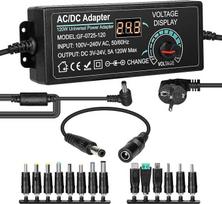 BuyWeek Reguliuojamas maitinimo adapteris 5A 120W Universalus maitinimo šaltinis iš 100V-240V AC į DC 3V-24V Reguliuojamas maitinimo šaltinio adapteris su 14 antgalių ir LED įtampos ekranu, skirtas buitinei elektronikai, nuolatinės srovės varikliui, 5000m