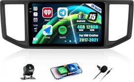 CAMECHO 4+128G Android 15 navigacijos automobilinis radijas Volkswagen VW Crafter 2017-2021, 10 colių GPS radijas su "Bluetooth" WiFi belaidžiu "Carplay" Android automobilinis FM RDS 32EQ + atbulinės eigos kamera