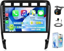 CAMECHO 8+128G 8-Kern Android 15 Autoradio für Porsche Cayenne 2002-2010, 9 Zoll Navi Radio Bluetooth mit Wireless Carplay Android Auto, DSP FM RDS, GPS WLAN +Rückfahrkamera