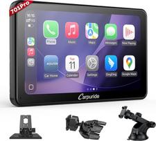 Carpuride W701 Pro su belaidžiu "Bluetooth" perdavimu, nešiojamasis automobilinis radijas su "CarPlay" ir "Android Car", 7 colių 1080p jutiklinis ekranas, MirrorLink/GPS/Siri/FM, 3 laikikliai