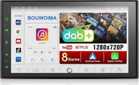 DAB automobilinis radijas su "Android" ekranu Dvigubas DIN radijo imtuvas Belaidis "Carplay Android" automobilis, 8 branduolių 2G + 32G 7 colių "Car Play" automobilinis radijas 2 DIN jutiklinis ekranas su navigacija, DAB Plus, "Bluetooth", GPS, "WiFi", AM
