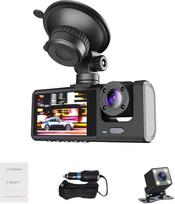 Dash Cam Automobilis 1080P DVR, Dash Cam Automobilis priekinis galinis interjeras atbulinės eigos kamera vairavimo registratorius, 2 colių ekranas, palaikymas naktinis matymas kilpa įrašymas vieno mygtuko užraktas