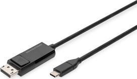 DIGITUS USB Type-C į DisplayPort dvikryptis Max. Skiriamoji geba 8K @ 30Hz, ilgis 2 m, juoda