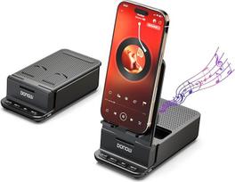 DONOW Belaidis indukcinis "Bluetooth" garsiakalbis su telefono stovu, sulankstomas HD erdvinio stereofoninio garso kampas, reguliuojamas telefono laikiklis, puikiai tinka planšetiniam kompiuteriui, "iPhone", "Android" telefonui, dovanos