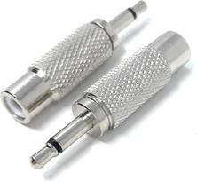 DRUT 2 vnt. 3,5 mm monofoninio lizdo vyriškos ir moteriškos jungties adapteris sidabrinės spalvos