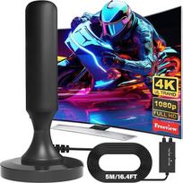 DVB-T2 antena su vidiniu ir išoriniu stalviršiu, su žvaigždutėmis, su žiemos apšvietimu, skirta televizijos kanalams 4K HD Empfang-TV Antenne mit Magnetfuß & 5m Koaxialkabel-Kompatibel mit Allen DVB-T/DVB-T2 Receivern (juoda)
