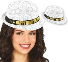 FIESTAS GUIRCA | Gangster Hut Happy New Year (Einheitsgröße) - Hut für Silvesterfeiern und Weihnachtsfeiern - Kostümzubehör für alle - Ideal für Weihnachten und Neujahr - Multicolor
