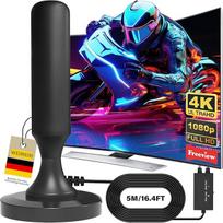 Galinga vidaus TV antena, nauja 2026 m., DVB-T HD antena su išmaniuoju signalo stiprintuvu, 360 laipsnių priėmimas, didelis atstumas 500 km, suderinama su 4K 1080P, skirta visiems