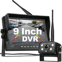Galinio vaizdo kamera su 9 colių HD monitoriumi, HD plataus kampo vandeniui atspari naktinio matymo valstybinio numerio ženklo kamera automobiliui / sunkvežimiui / automobiliui / pikapui / visureigiui / mikroautobusui / nameliams ant ratų