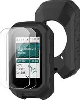 Garmin Edge MTB apsauginis dėklas + 2 grūdinto stiklo ekrano apsauginiai stikliukai itin plonas minkštas [smūgiams atsparus] silikonas, juodas