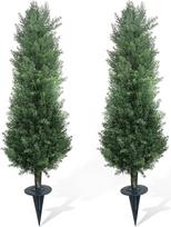 GarveeHome 90 cm dirbtinis kiparisas, 2 vnt. su žemės smaile, UV spindulių apsaugotas plastikinis dirbtinis augalas, amžinai žaliuojantis gyvenamasis kambarys, lauko durys, įėjimas, terasa, balkonas, biuras, kalėdinė dekoracija