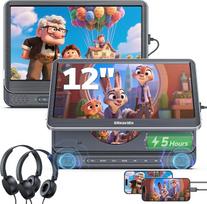 GOnavidio 30,5 cm Dual-Auto-DVD-Player mit HDMI-Eingang, Kopfstützen-DVD-Player für Auto mit Kopfhörern, 5-Stunden-Batterie, 1366 * 768 Bildschirmspiegelung, USB/TF-Leser, MP4/MKV, Regionenfrei
