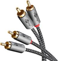 goobay 65291 Stereo RCA kabelis 5 m / 2 x RCA vyriškos lyties į 2 x RCA vyriškos lyties / RCA kabelis, skirtas "Blu Ray" stiprintuvui "HiFi Stereo/Gold-Plated Textile Audio Cable