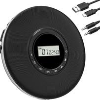 Greadio Nešiojamasis CD grotuvas Discman CD grotuvas Apsauga nuo nuslydimo 4 EQ garsai Walkman grotuvas, TF kortelė/AUX išvestis Mažas muzikos grotuvas, suderinamas su CD-R, CD-RW ir MP3, skirtas automobiliui, namams