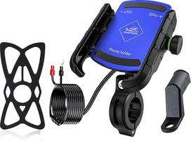 GRAND PITSTOP Grandpitstop Grandpitstop Jaw Grip Aluminium Waterproof Bike/Motocycle/Scooter Mobile Phone Holder Mount su greitu USB 3.0 įkrovikliu, idealiai tinka žemėlapiams ir GPS navigacijai - mėlyna