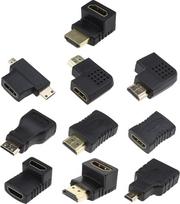 HDMI ir mini HDMI/mikro HDMI moteriškų adapterių rinkinys, paauksuotas, 10 pakuočių
