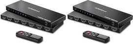 HDMI jungiklis 4K 60Hz, AVIDGRAM HDMI 2.0 jungiklis 5 in 1 Out, 5 prievadų HDMI selektorius su IR nuotolinio valdymo pulteliu, palaikantis HDCP 2.2 HDR10 3D 18Gbps, skirtas Xbox PS4 HDTV monitoriui (2 vnt.)