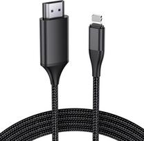HDMI kabelis "iPhone" 4M Atnaujintas 1080P HDTV HDMI kabelio adapteris vyriškos lyties skaitmeninis AV vaizdo sinchronizavimo ekranas Suderinamas konverteris iPhone/iPad įrenginiams Nereikia maitinimo