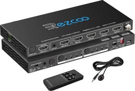 HDMI matrica 4 in 2 Out 4K 60Hz 4:4:4 ARC HDR D-olby Vision Atmos SPDIF 5.1CH Breakout 3,5 mm Stereo HDCP2.2 PC konsolė 16 EDID HDMI skaleris 4K 1080P sinchronizavimas, HDCP2.2 HDMI2.0 matrica 4x2 IR nuotolinio valdymo pultas